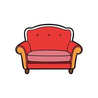 Stylized red couch illustration on white background vector