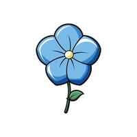 Stylized blue flower illustration with a stem and leaf vector