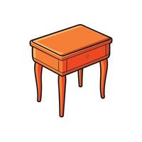 Orange isometric end table with drawer illustration vector