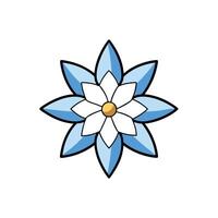 Stylized flower illustration with blue petals and yellow center vector