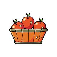 Cartoonstyle apples in a basket with thick outlines vector
