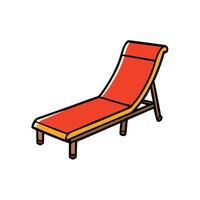A stylized graphic illustration of an orange chaise lounge. Flat graphic style. vector