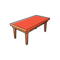 Stylized wooden table with orange surface and black outline vector