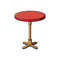 Isolated Red Round Table with Pedestal Base Cartoon Style vector