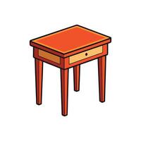 Isolated orange table with drawer isometric illustration vector