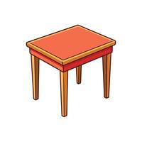 Isometric cartoon table with brown outlines and bright color vector