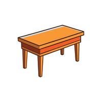 Isometric cartoon table with orange and brown color theme vector