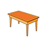 Orange wooden table with rectangle top on white background vector