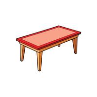 Cartoon table with four legs isolated on white backdrop vector