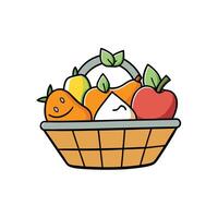 Whimsical fruit basket with apple, pear and orange vector