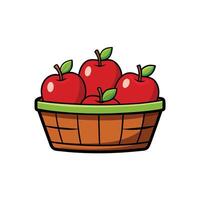 Cartoon basket filled with fresh, ripe, red apples vector