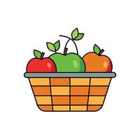 Fresh apples in a basket graphic illustration design vector
