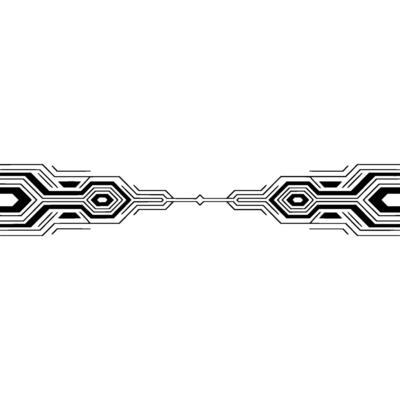Abstract Tech Border Black Geometric Lines on White Background