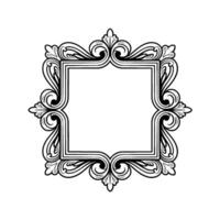 Elegant Black and White Ornate Frame With Shadow on White Background vector