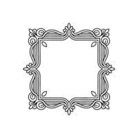 Elegant Line Art Ornamental Square Frame With Shadow, Decorative vector