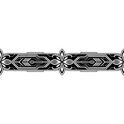 Geometric Floral Border, Techinspired , Black White,
