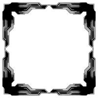 Futuristic Geometric Border, Black and Silver Frame, Digital , Blank Space vector
