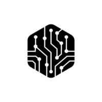 Futuristic Circuit Board , Hexagon Shape, Glowing Nodes, Minimalist vector