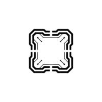 Futuristic Tech Frame Circuit Board Square on Gradient Background vector