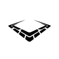 Abstract Geometric Element Black Angular Form on White Background vector