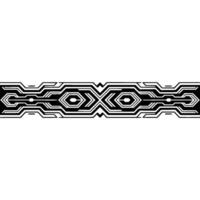 Futuristic Tech Pattern, Geometric Border Element, Black and White vector