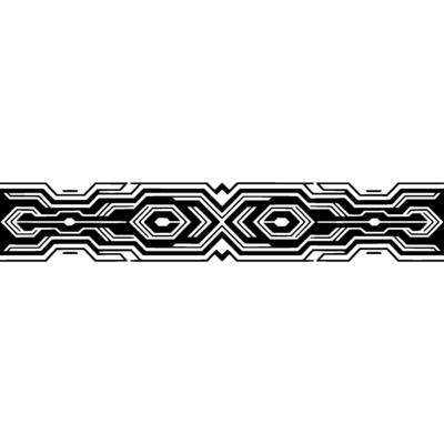 Futuristic Tech Pattern, Geometric Border Element, Black and White