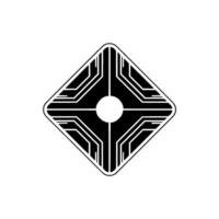 Techinspired Geometric Circuit Board Diamond Shape, Glowing Dot vector