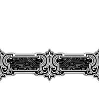 Tech Renaissance Circuit Board Ornament on Gradient Background vector