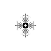 Minimalist Cpu Circuit Technology on White Background vector