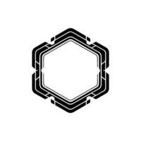 Futuristic Hexagon Frame With Glowing Accents on White Background vector