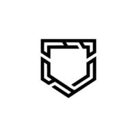 Modern Shield Emblem Geometric Lines on White Background vector