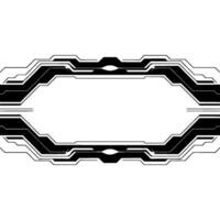Modern Tech Frame Black and White Geometric Background, Cyberpunk Aesthetic vector