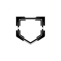 Abstract Shield Emblem Black White Modern on White Background vector