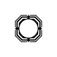 Abstract Black Octagon With Circle, Minimalist , Geometric Element vector
