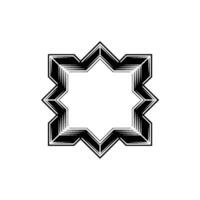 Geometric Star Frame, Black and White, Minimalist Element vector