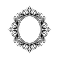Ornate Oval Frame With Decorative Scrollwork, Illustration vector