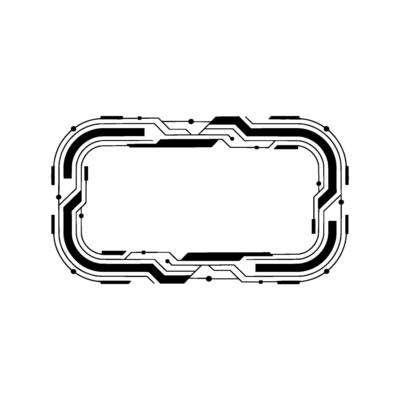 Futuristic Tech Frame Minimalist Circuit Board on White
