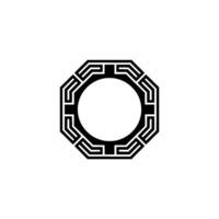 Geometric Octagon Frame With Circle, Black and White vector