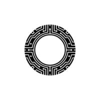 Cybernetic Circuit Circle Minimalist Tech vector