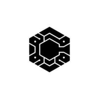 Futuristic Hexagon Circuit Board With Radial Burst vector