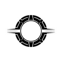 Geometric Black Circle Element on White Background vector