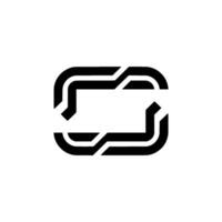 Modern, Abstract Tech Black Rectangular Loop on White vector