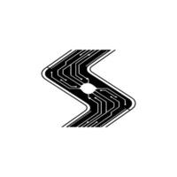 Modern Circuit Board Element in an S Shape Futuristic Tech vector