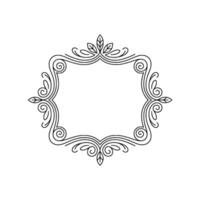 Elegant Monoline Frame With Scrollwork and Leaf Accents vector