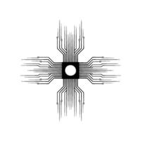 Abstract Tech Circuit Board With Glowing Center vector