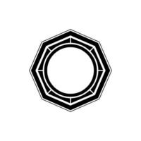 Geometric Black White Octagon Circle Frame, Minimalist vector