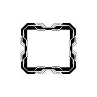 Futuristic Tech Frame Minimalist Black Border on White Background vector