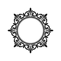 Elegant Ornate Circular Frame in Black and White, Decorative vector