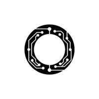 Black Circular Circuit Board on White Background vector