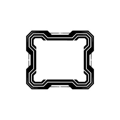 Futuristic Tech Frame Black White Geometric Border, Clean